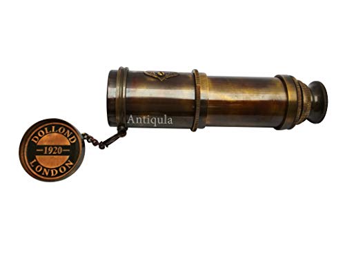 1920 Brass Maritime 15X Vintage Pirate Spyglass Telescope- Functional Brass & Clear Vision Pirate Telescope With Premium Leather Case - Wonderful Gift For Nautical Décor Lovers (15") #TOP2