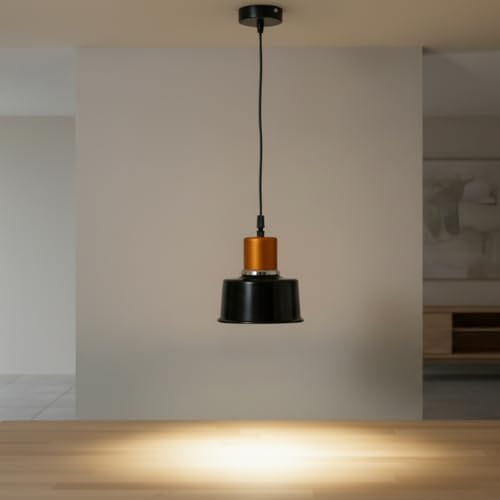 Image of Ceiling Hanging Light Antique Golden Black Pendant for Dining Table, Living Room, Bedroom, Restaurants, Offices, Cafes, Hotels. 9 Watts LED Bulb Included (Antique Golden Black)