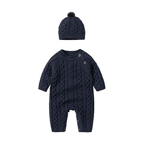 6 Month Sweater Baby Girls Boys Solid Spring Winter Long Sleeve Button Thick Knit Sweater Romper Boy Zip up