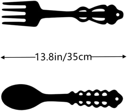 Miniatura 2 de CURTEK 2 piezas de decoración de pared, tenedor y cuchara, letrero colgante de metal, tenedor y cuchara, decoración artística para colgar en la
