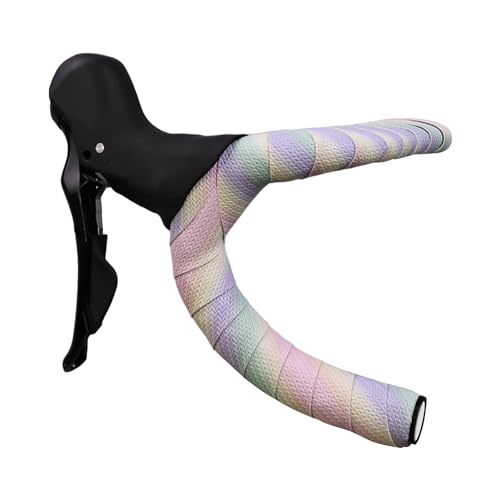PollyCycle PU Leather Bike Handlebar Tape, Wheat Grain Texture, Anti-Slip, Shock Absorbing, Comfortable for Road & Mountain Bikes, Multiple Color Options (Multicolor)