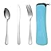 LuLiyLdJ Utensilios de camping Utensilios de acero inoxidable [cuchillo, tenedor, cuchara] con funda de neopreno, muy adecuado para viajes y camping (juego de 3