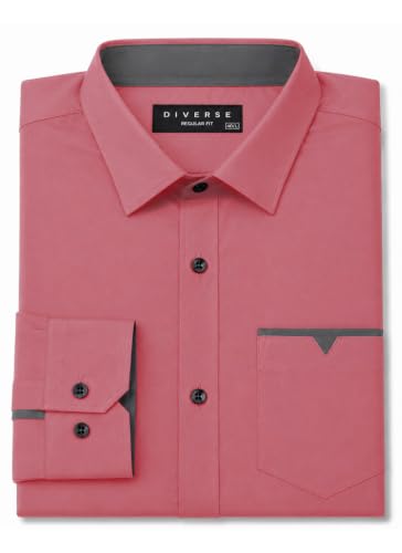 Image of Diverse Men's Cotton Blend Shirt with Pocket Design Spread Collar Full Sleeves Regular Fit and Standard Length | Comfortable Cotton Casual Shirt for Man
