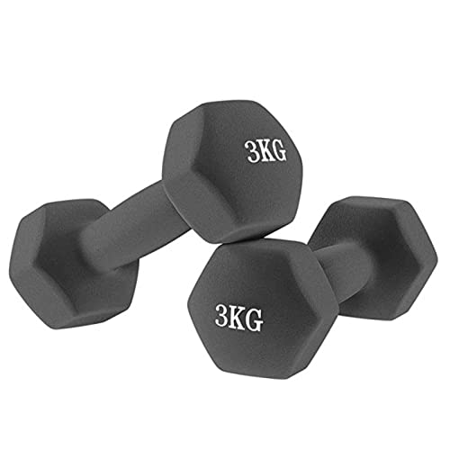 Coppia Manubri Fitness in Casa (2 x 3 kg) Presa antiscivolo Set Pesi per Palestra Aerobica Pilates Yoga