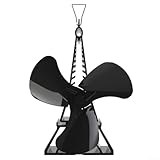 Ventilador de estufa de leña con 3 cuchillas para una mejor circulación del calor en quemadores de leña, alimentado por calor de chimenea, no necesita alimentación externa (negro)