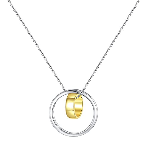 Bijoux 100% 925 : collier pendentif double cercle détachable prestige
