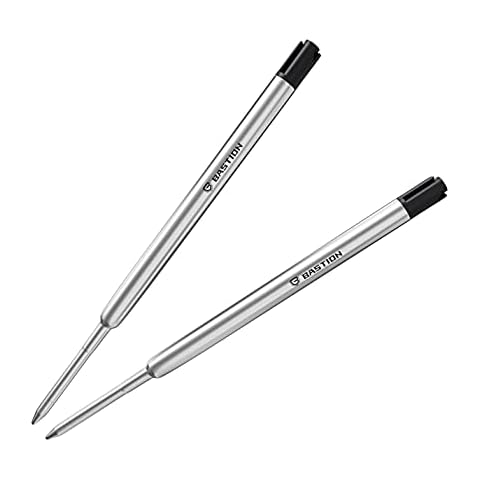 BASTION Black, Gel Ink Refill (2-Pack), Fine Point, Designed Exclusively for BASTION Bolt-Action Pens | Luxurious & Deeply Pigmented Black Ink with Metal Cartridge Cover