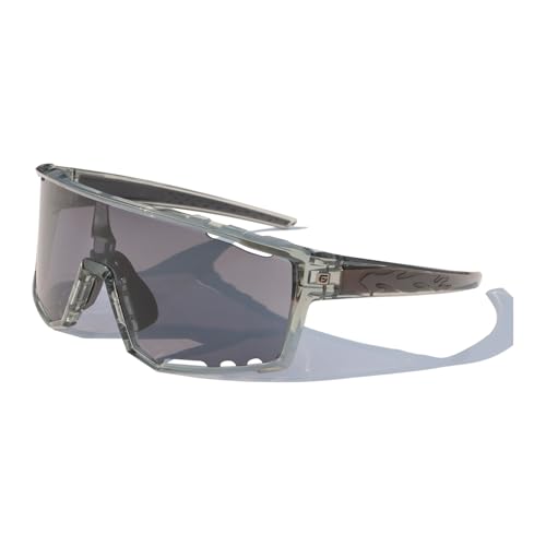 Image of PAIS Photochromic Sport Sunglasses for Big Heads, Man Women XXL Shades - Wide Temple Fit, Flame Motif, Cycling Biking Running