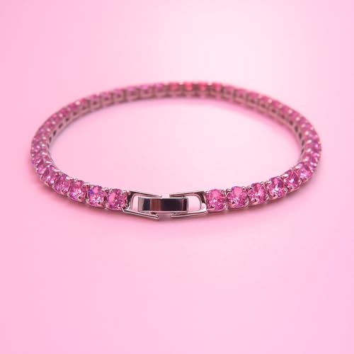 Image of BLACK PEARL Elegant Style Tennis Bracelet with Multicolour Zirconion Stones, Gold and Silver-Toned Bracelet For Women & Girls