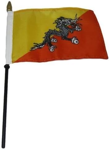 Wholesale 12 Bhutan Country 4''x6'' Flag Desk Set Table Wooden Stick Staff - Party Decorations Supplies For Parades - Prime Outside, Garden, Men Cave Decor Flag