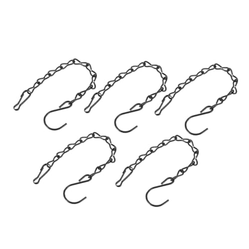 YARNOW 5 Piezas Cesta de Flores Jaula de pájaros Cadena Indoor Garden Jardinera Colgante comederos Planta Colgante Largo Cadena de Gancho de Maceta Perchas para Linterna Planchar Black