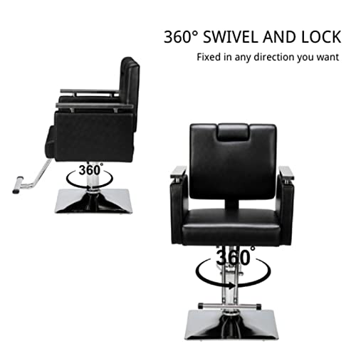 Winado Reclining Barber Chair For Barber Shop & Beauty Salon, 360 Degree Swivel, Headrest/Seat Height Adjustable, Salon Spa Equipment For Hair Stylist, Black #TOP3