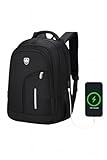 Mochila Masculina Reforçada Executiva Grande Mochila para Notebook Trabalho Viagem Escola com Cabo de Aço Impermeável Antifurto com Saídas USB/Fone de Ouvido Unissex