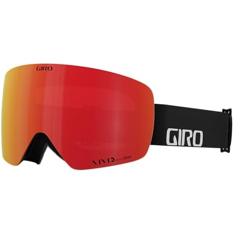 Giro Contour RS Ski Goggles - Snowboard Goggles for Men & Women - Black Wordmark Strap w/VIVID Ember/VIVID Infrared Lenses Cover