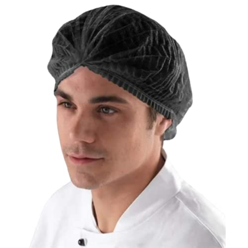 BICAP 100 Stück Einweghauben schwarz - Klipphauben - Vlies-Haube Clip - Größe L 52 cm Durchmesser (100-er Pack) - Schwesternhaube aus Vlies