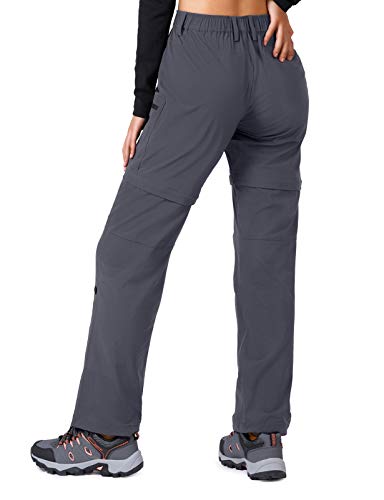 Cycorld Women's-Hiking-Pants-Convertible Quick-Dry-Stretch-Lightweight Zip-Off Outdoor Pants With 5 Deep Pocket（Grey, Medium #TOP1