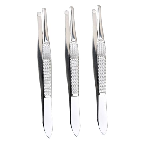 NULYLU Pinzas De Metal De Acero Inoxidable 3 Uds Pinzas Faciales Pinzas Plateadas Para Depilar Cejas