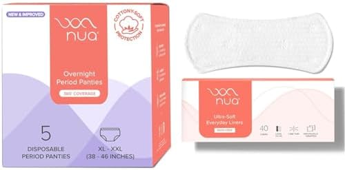Nua Cotton Women Combo Period Panty (XL-XXL) + Panty Liners 190 Mm Long (40), White