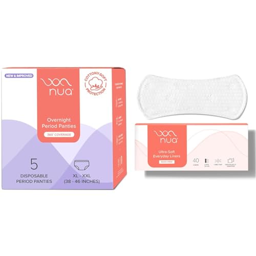 Nua Cotton Women Combo Period Panty (XL-XXL) + Panty Liners 190 Mm Long (40), White