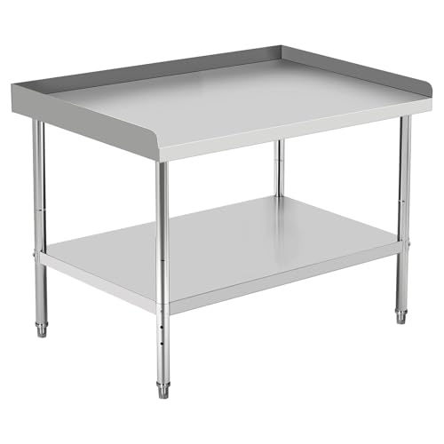 Image of GarveeTech 48x28x30 in Stainless Steel Equipment Grill Stand Table 400 LBS Capacity NSF Certified with Adjustable Legs, 2 in Edge Baffle, for Hotel, Home, Commercial Restaurant Kitchen