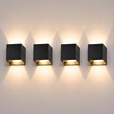 ledmo 4 Piezas Aplique Pared Exterior LED 12W 3000K IP65 Ángulo Ajustable