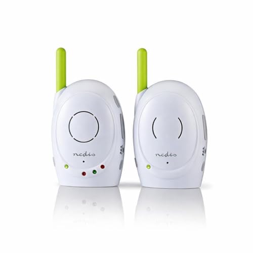 Nedis Audio-Baby-Monitor – Kabellose Babyphones mit Gegensprechfunktion und 300 m Reichweite – 2er-Set – Grün/Weiß