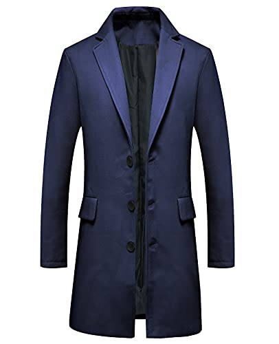 ThCreasa Mens Wool Blend Trench Coat