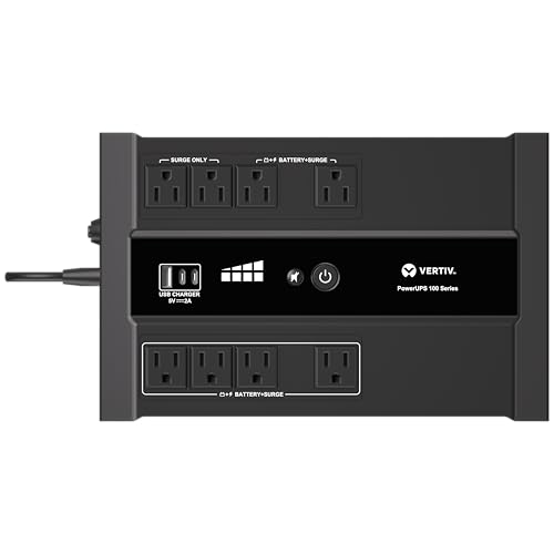 Vertiv Liebert PowerUPS 100 UPS, PST6-1100LVMT, 1100VA/670W 120V Standby Power, 8 Outlets, Battery...