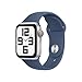 Produktbild Apple Watch SE (2. Generation) GPS + Cellular 40 mm Smartwatch mit Aluminiumgehäuse in Silber und Sportarmband in Denim (M/L). Fitness und Schlaftracker, Unfallerkennung, Herzfrequenzmesser