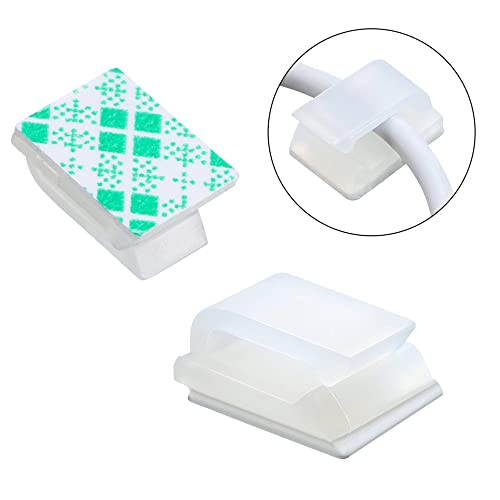 Hicarer 100 Pcs Christmas Light Clips Adhesive Hooks for Outdoor String Cable Wire Clips Adhesive Wire Management Cord Holder for The Wall, Under Desk, Car, Home and Office(Small, White)