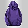 Womens Hoodies Oversized Ladies Casual Pullover Tops Round Neck Hooded Sweatshirt Long Sleeve Solid Color Adjustable Drawstring Hoodie Autumn Winter Lightweight Sweatshirts with Pockets S-3XL Purple #3