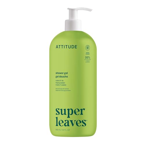 ATTITUDE Body Wash, EWG Verified Shower Gel, Dermatologically Tested, Plant and Mineral-Based, Vegan Personal Care Products, Pear & Amber Scent, 32 Fl Oz