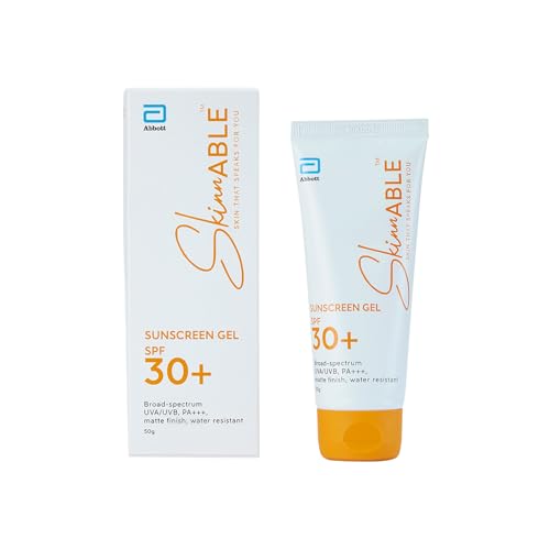 Skinnable Abbott Sunscreen Gel Spf 30+,Uva/Uvb Protection,Pa+++,Matte Finish,Non Whitening,Water Resistant,Non Comedogenic,Sunscreen For Oily,Dry,Combination,Sensitive Skin For Women&Men 50G
