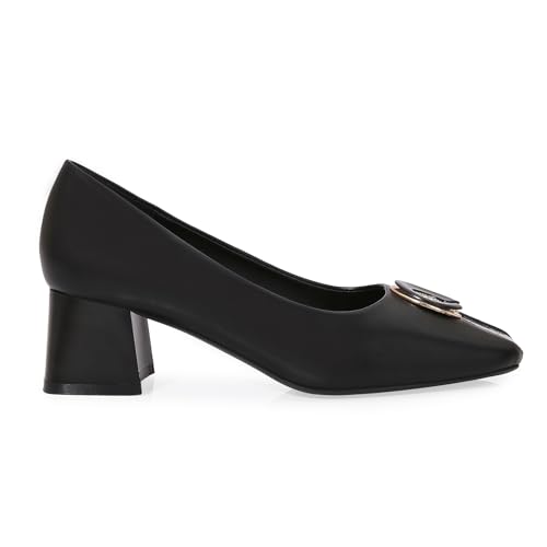 Women's Square-Toe Pumps, Low Block Heels, Slip-in, Suitable for Work, Office, Casual Dress Pumps2