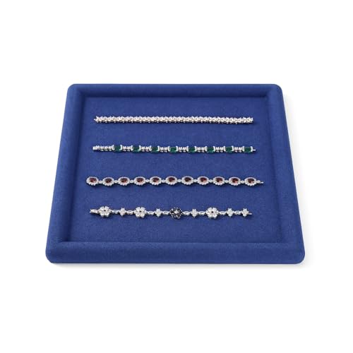 Microfiber Jewelry Tray Jewelry Display Trays Stackable Jewelry Organizer Tray Jewelry Trays For Drawer Padded Jewelry Tray for Necklace Bracelets Storage (Blue)