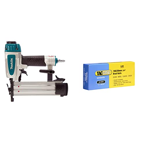 Makita AF506 Cloueur Pneumatique 8 Bar 50 mm & Tacwise 0395 Boîte de 5000 Clous de finition 20 mm de Type 18G