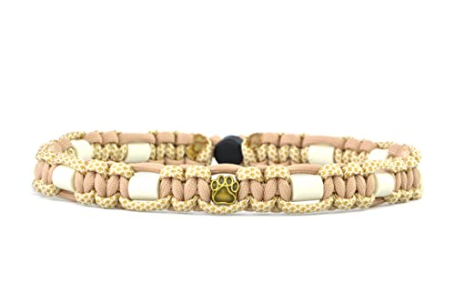 EM-Keramik-Halsband für Hunde & Katzen - Maßanfertigung EM-Band Original US-Paracord (Unter 20 cm, Beige)