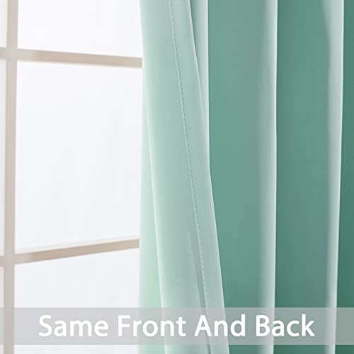 Yakamok 84 Inch Length Blackout Curtains for Bedroom, Room Darkening Thermal Insulated Solid Grommet Panels for Living Room(62Wx84L, Aqua, 2 Panels)