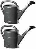 Farbe: anthrazit 5L Gießkanne 2 Stück ANTHRAZIT Gartenkanne Blumengießkanne + 1 GRATIS KARABINERHAKEN! Kunststoff-Gießkannen zur optimalen Bewässerung Ihrer Pflanzen