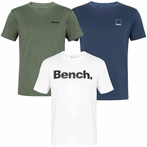 Bench - Camisetas de algodón para hombre, paquete múltiple esenciales, paquete de 3 camisetas, Evans / Surtido, L Cover
