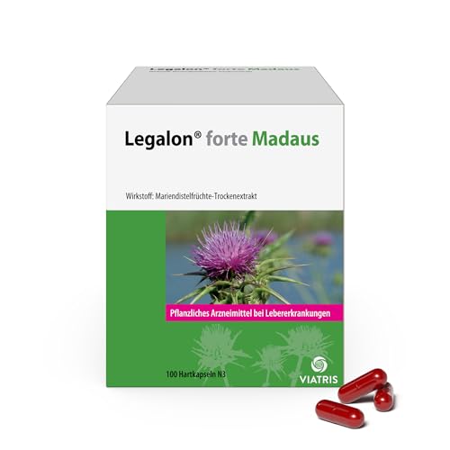 Legalon forte Madaus 100 Hartkapseln - Mariendiestel Kapseln hilft die Leber zu entgiften pflanzliches Arzneimittel unterstützt die natürliche Leberfunktion - mit 140mg Silymarin