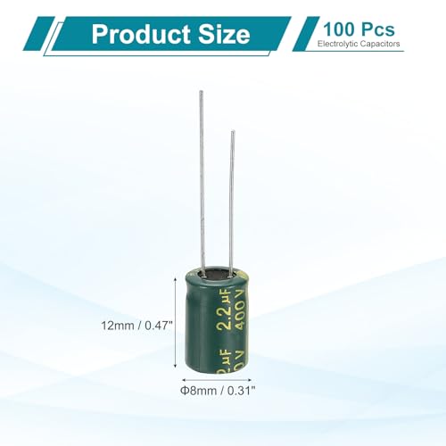 QUARKZMAN 24 szt. Kondensator elektrolityczny o wysokiej częstotliwości 2.2uF 400V z aluminiowymi prowadnicami radialnymi 8 X 12mm Wysoki prąd tętniący Niska impedancja