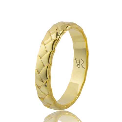 Unique Dragon Skin Mens Wedding Band in 925 Silver, Handcrafted 925 Sterling Silver Rings For Men or Women, Minimalist Men Jewelry, Polished Gold Plated Rings, Ideal Mens Promise Band or Gifts For Him