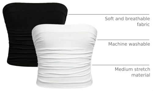 Image of Milumia Girl's 2 Pack Tube Top Ruched Strapless Sleeveless Bandeau Tops