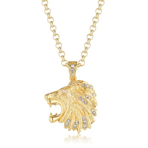 Image of THE BLING KING Premium Gold XL Lion Pendant︱Luxury Finish and Detailing︱Plated Jewellery Luxury Finish Gold Chains for Men and Women, 40g Weight