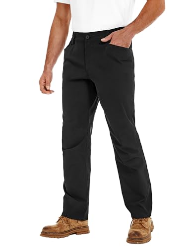 Lzzidou Men's Lightweight Casual Work Pants, Quick Dry Water Resistant 5 Pocket Utility Pants Ripstop Straight-Fit Workwear