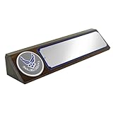 SHOP AWARDS AND GIFTS 10-1/2 x 3 Inch Genuine Walnut Wood Desk Block with U.S. Air Force Medallion, Office Accessories, Gifts for Military, Includes Personalization