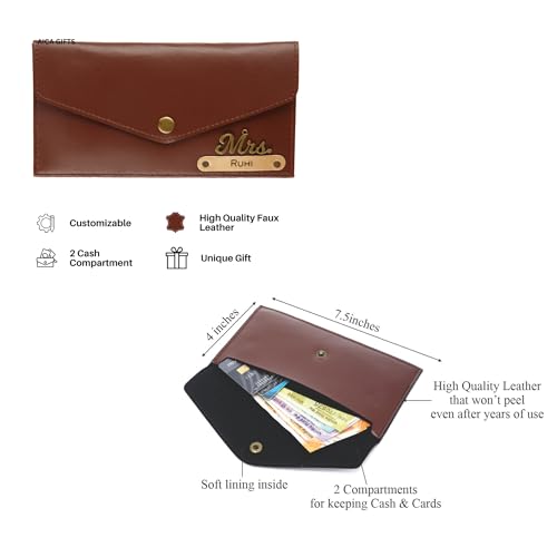 Image of AICA Personalized Name & Charm Passport Cover Combo Giftset for Women (Darkbrown) | Customized Corporate Farewell Retirement Thank You Gift for Office Women Colleagues Clients Employees