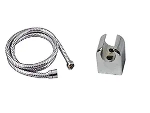 1 Meter 1 Stainless Steel Tube & 1 Wall Hook PVC for Health Faucet/Hand Shower/Jet Spray/Toilet Spray/Finishing Chrome Plated by Swastik