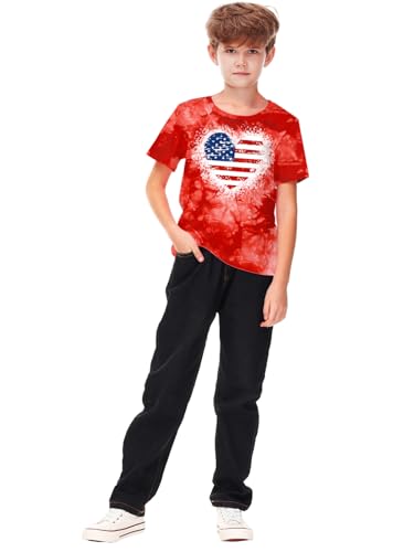 Image of Deerose Kids Striped Shirts Short Sleeve Boy Girls July 4th Patriotic Tee Top 3-14 Years